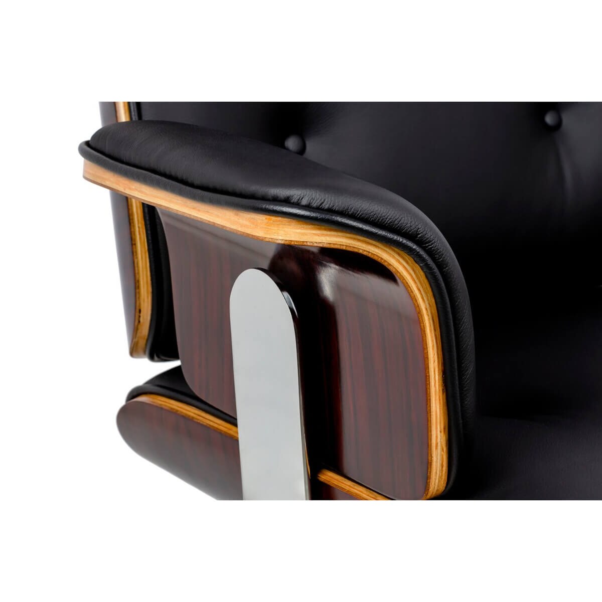 Skórzany fotel do gabinetu Lounge czarny sklejka różana, King Home