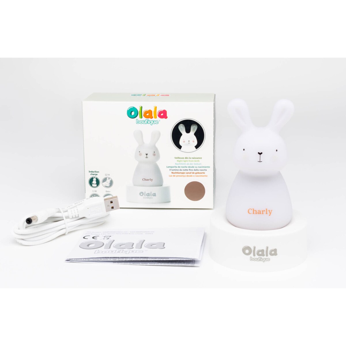 Lampka nocna LED - OLALA - Króliczek Charly - niebieski