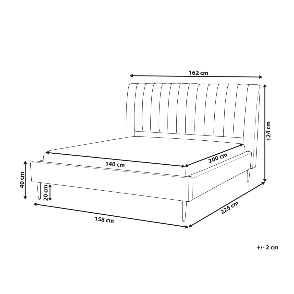 Łóżko welurowe 140 x 200 cm brzoskwiniowe MARVILLE