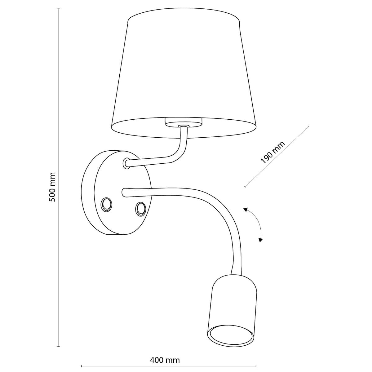Kinkiet nad łóżko Maja 2537 TK Lighting z abażurem podwójny czarny