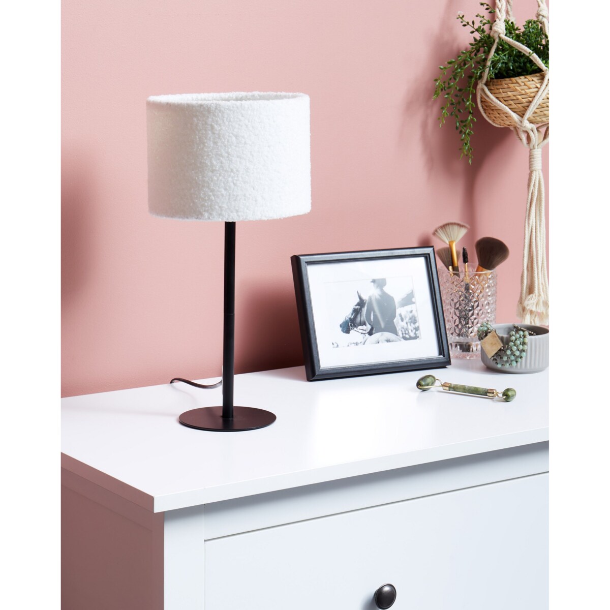 Lampa stołowa boucle biała VINAZCO