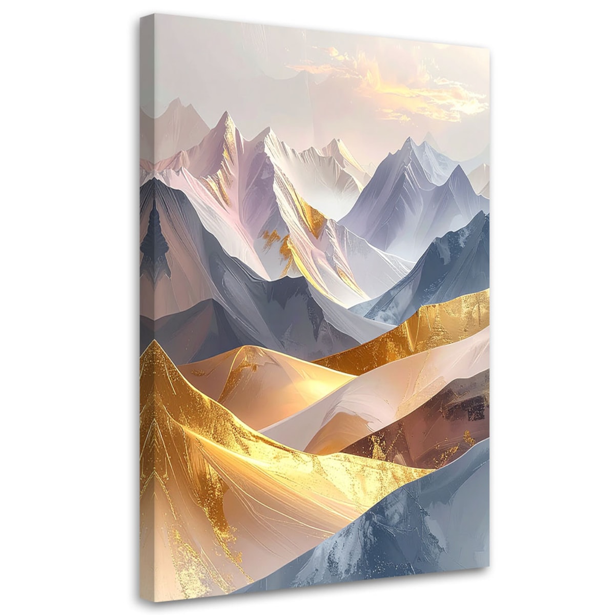 Obraz do salonu sypialni biura kuchni hotelu, Abstrakcja styl boho Góry w odcieniach różu i złota 30x45 cm