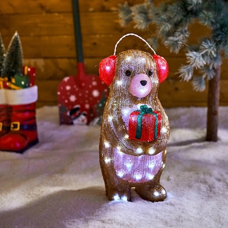 Ozdoba świetlna zewnętrzna, Miś, 60 LED, 47 cm