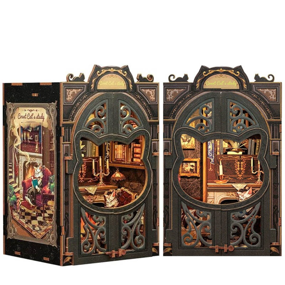 Miniaturowy domek mini Book Nook - Salonik Hrabiego Kota - CuteBee
