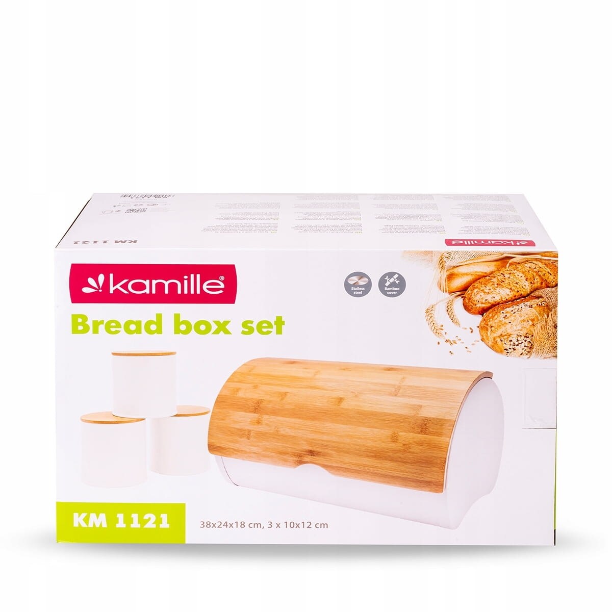 Zestaw chlebak z 3 pojemnikami kuchennymi na przyprawy chleb pieczywo KAMILLE