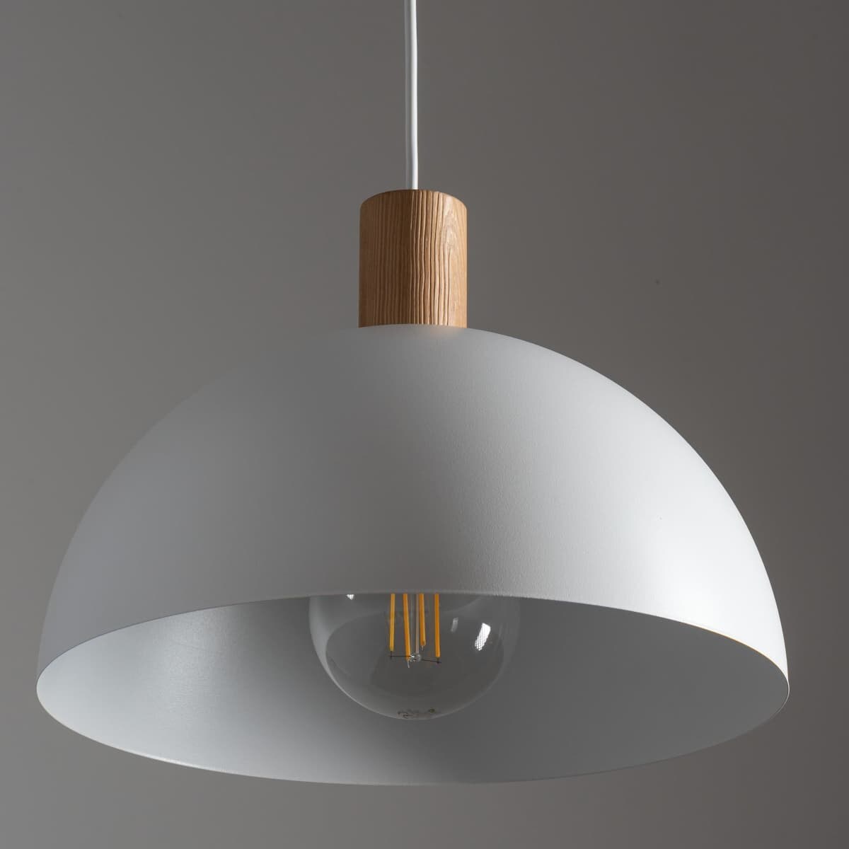 Lampa wisząca kopuła do salonu Oslo 4851 TK Lighting drewniana biała