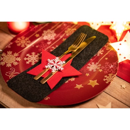 Pokrowiec na sztućce Świateczny 6 szt Gwiazda Czerwona