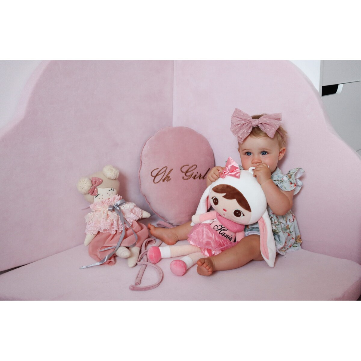 Mata Chmurka 160x160cm dla Dzieci, Welurowa, Jasnoróżowa