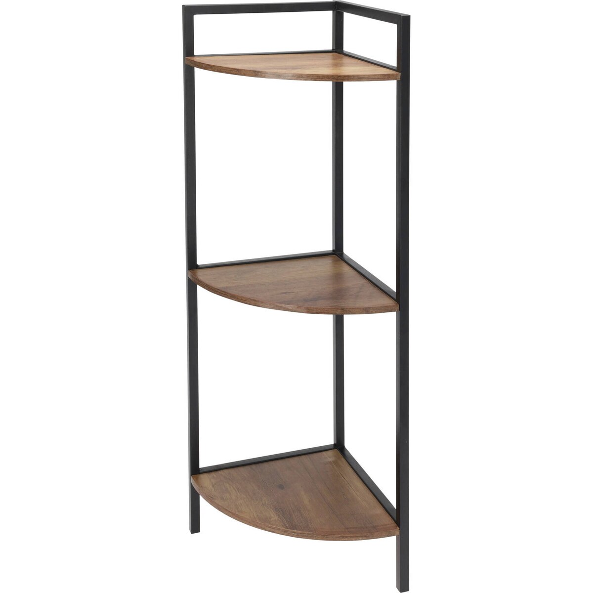 Regał narożny metalowy, 3 półki z MDF, 23,5 x 23,5 x 76 cm