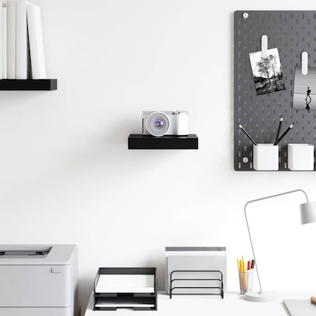 vidaXL Półka ścienna, czarna, wysoki połysk, 23x23,5x3,8 cm, MDF