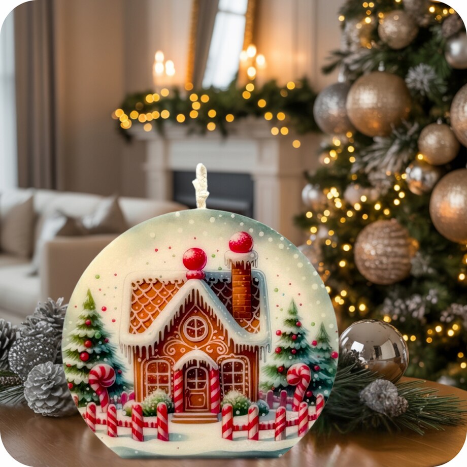 Prezent na Święta Świeca Piernikowy Domek Świeczka Sojowa Dekoracyjna EKO