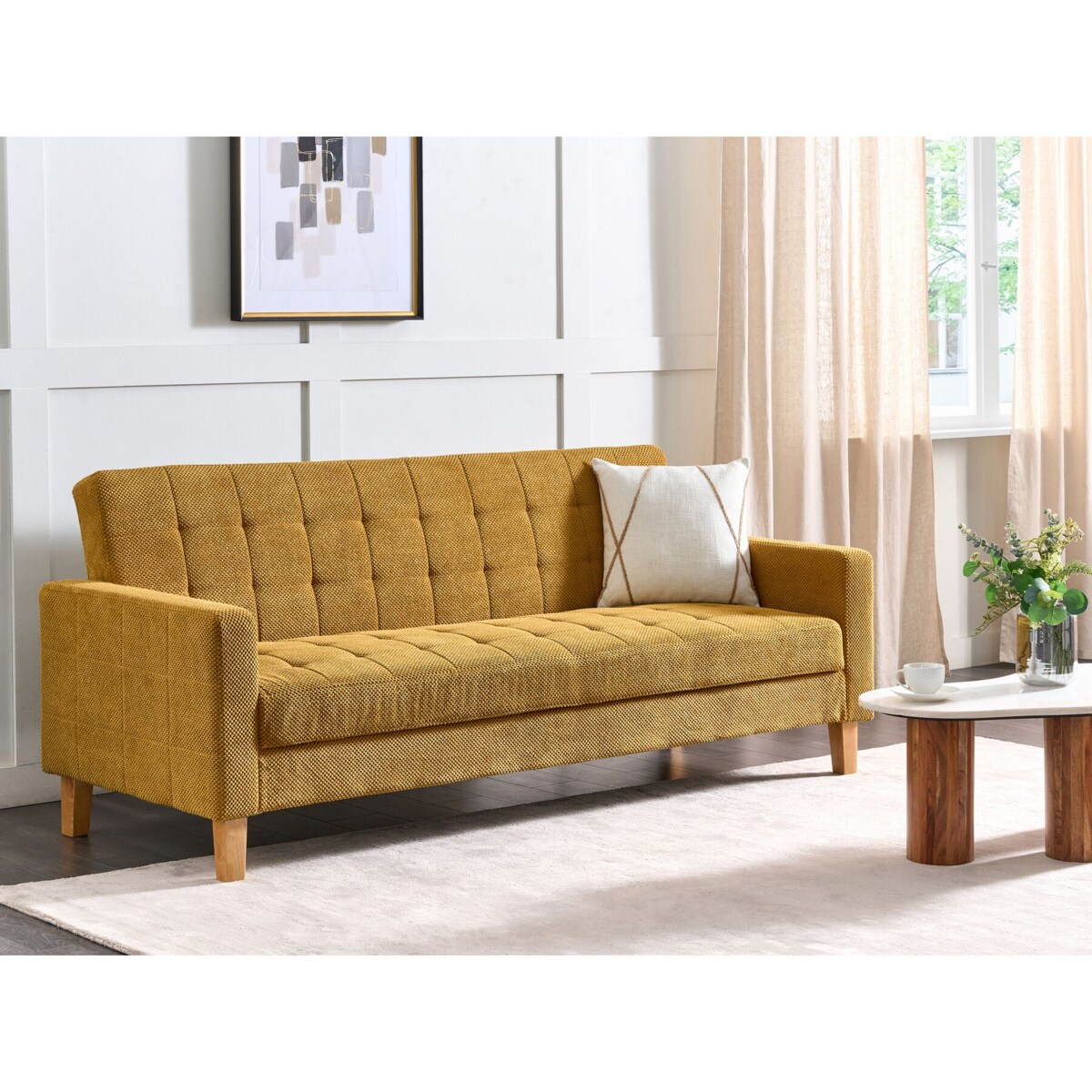 Sofa rozkładana żółta VEHKOO