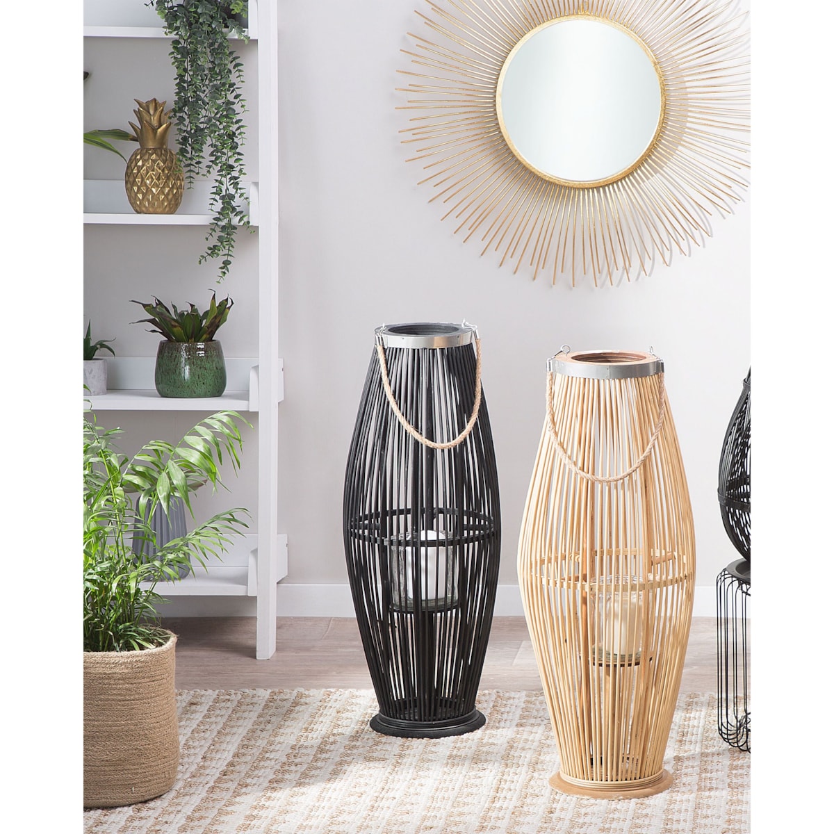 Lampion drewniany 72 cm czarny TAHITI