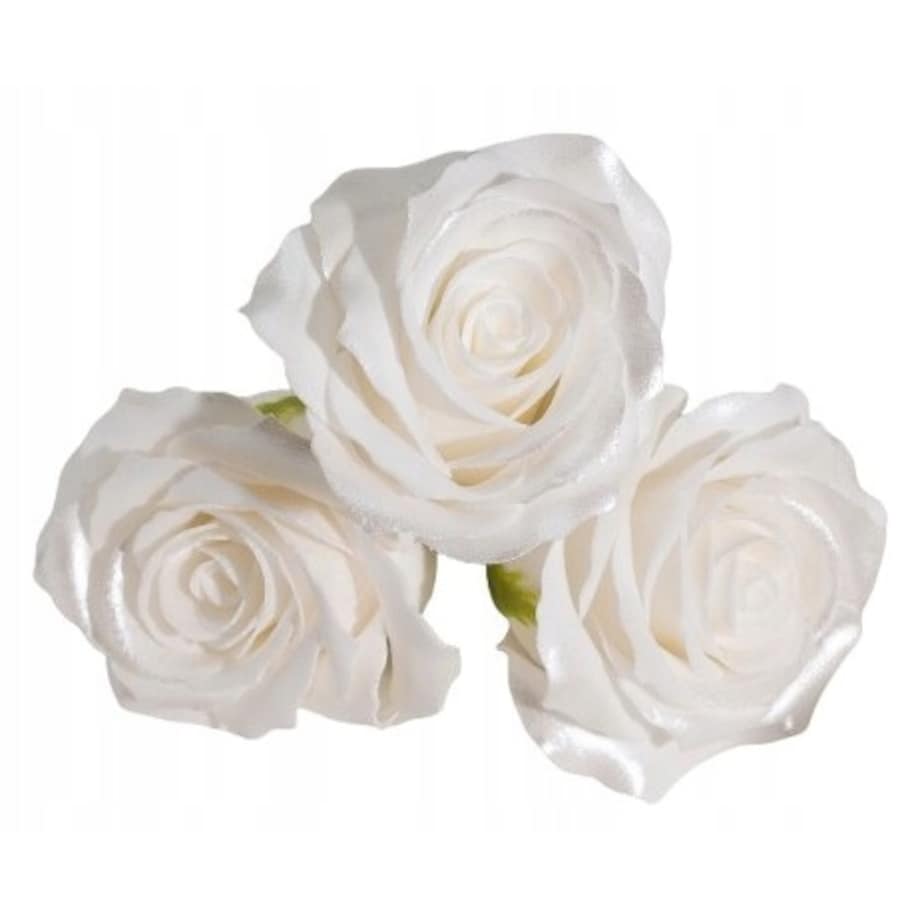 3x RÓŻA 5 warstwowa BŁYSZCZĄCE WYKOŃCZENIE BIAŁA KWIATY MYDLANE na bukiet