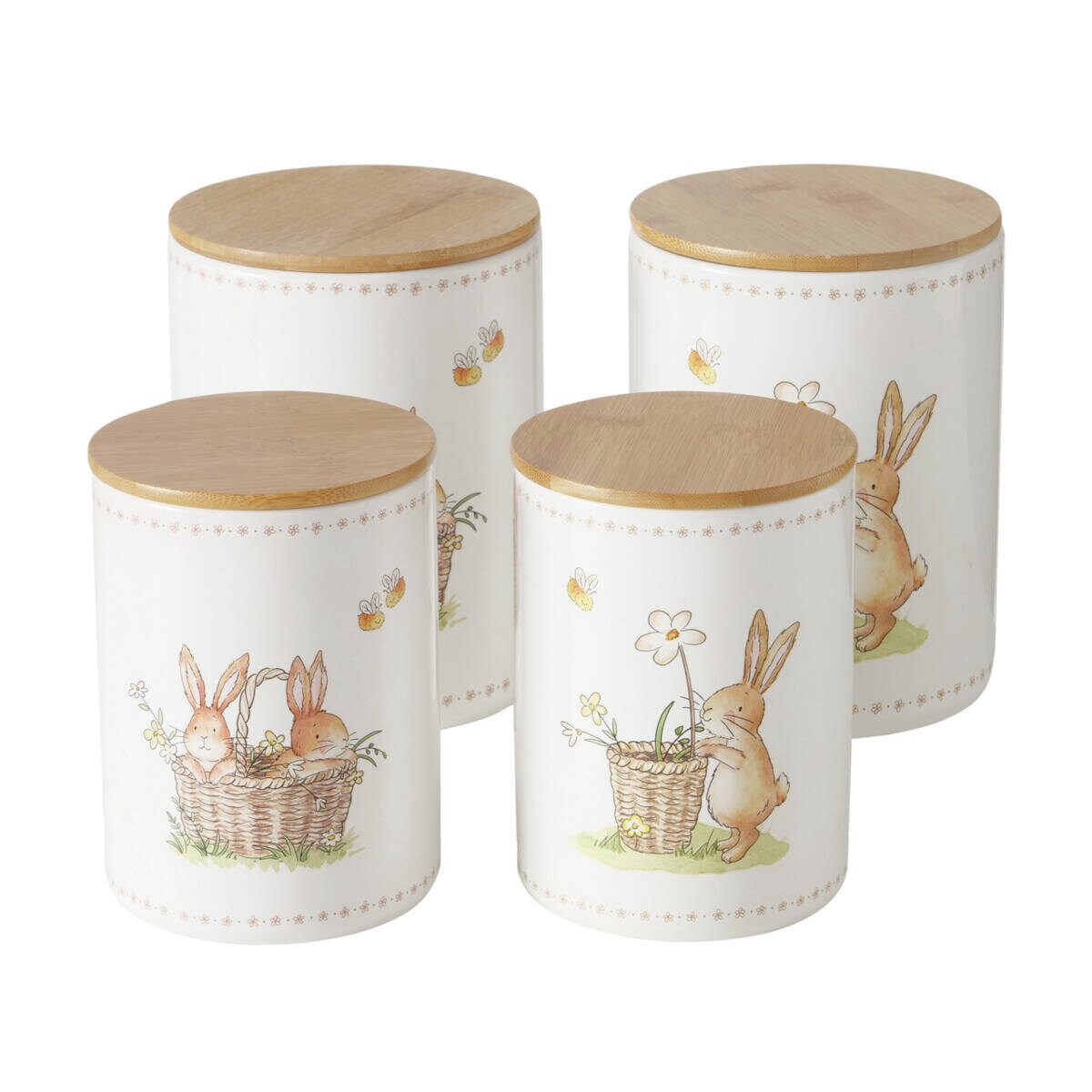 Pojemniki kuchenne ceramiczne CHARMY, wzór w zajączki, 2 sztuki