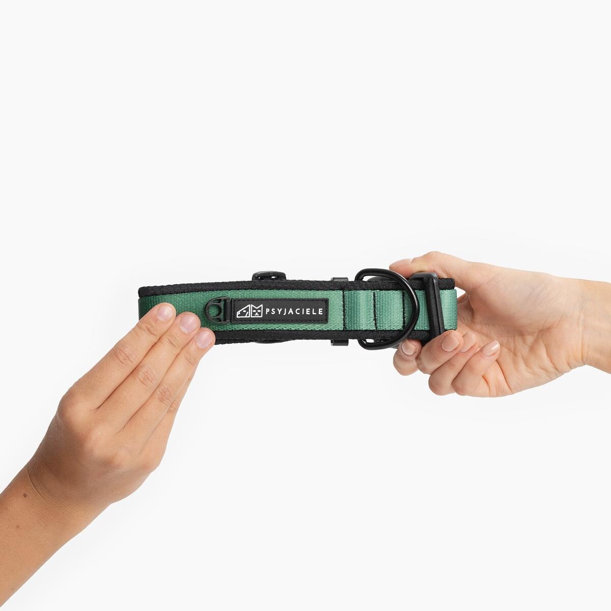 Obroża z klamrą SUPER SOFT "Under my ombrella" ZIELEŃ - Szerokość taśmy: 38mm, Rozmiar: M