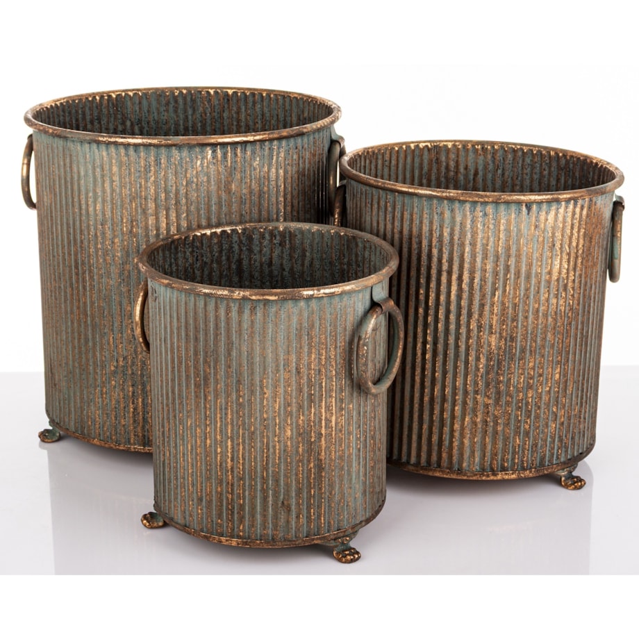 Osłonka metalowa 3 szt. 32x30,5 i 28,5x26 i 24x21,5cm UMMERO-2 patyna