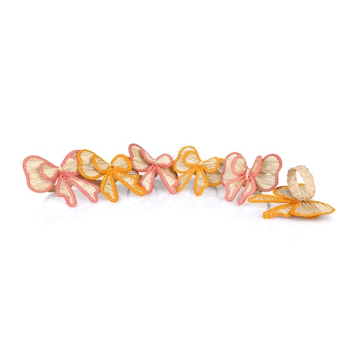 Obrączki na serwetki Pink and Yellow Bows - 6 sztuk