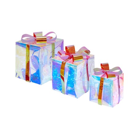 Zestaw 3 dekoracji LED prezenty świąteczne 25 cm wielokolorowy CAPELLA