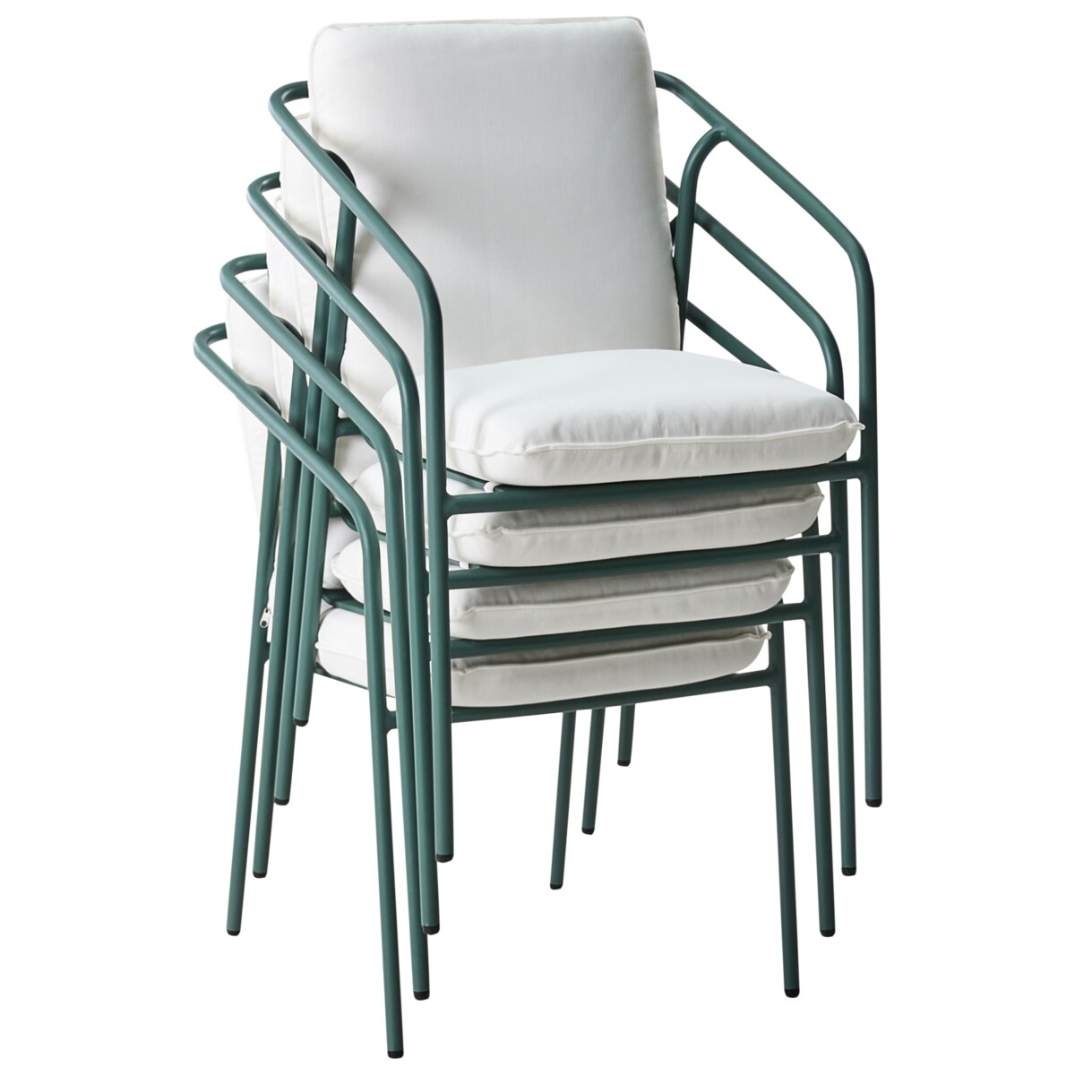 Zestaw 4 krzeseł ogrodowych z poduszkami ASCIANO Metal Zielony