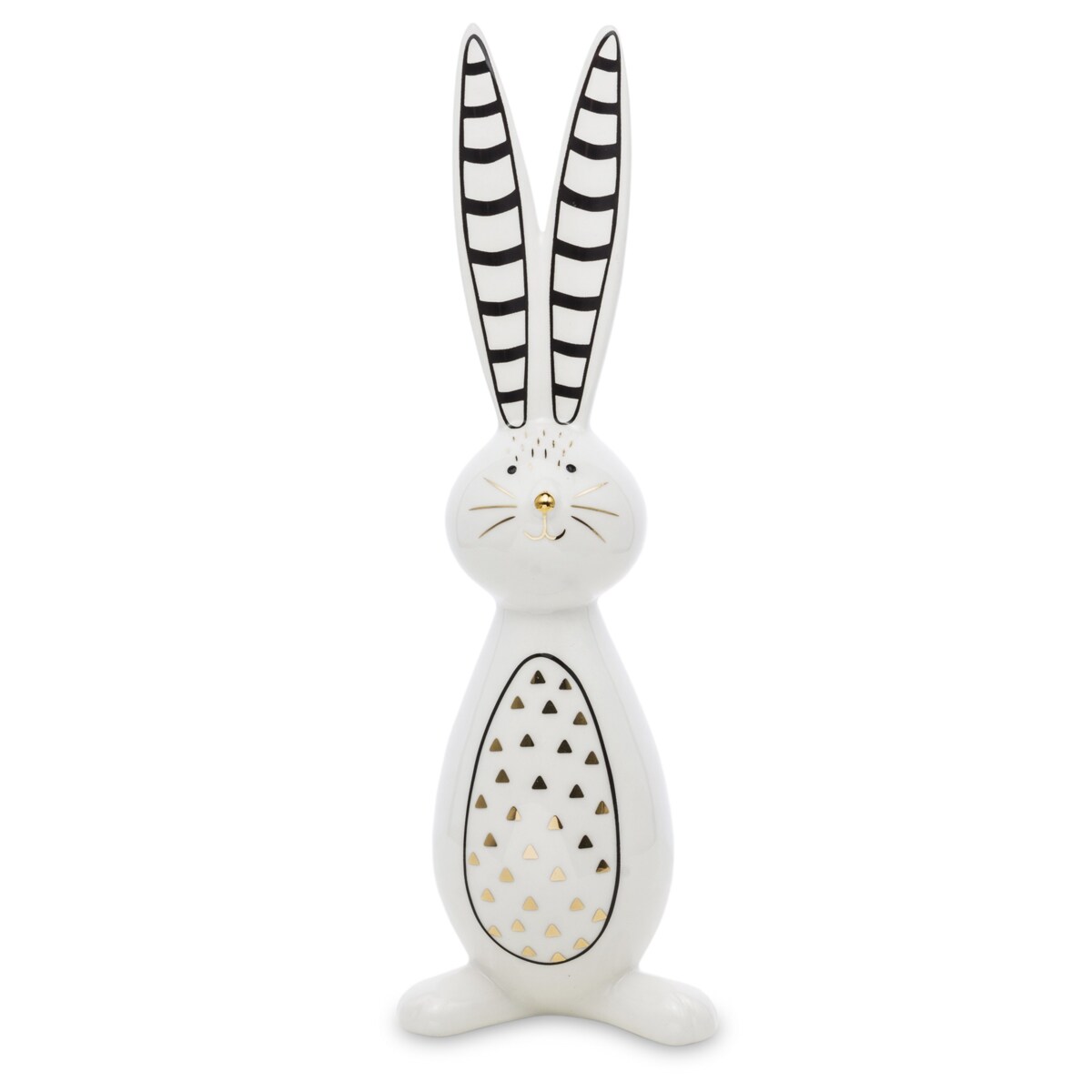 Dekoracja - zając ceramiczny z uszkami w paski 30,5x10,5x7,5 cm