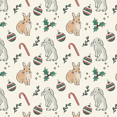Bieżnik świąteczny - Akwarelowe króliczki świąteczne - 35x130