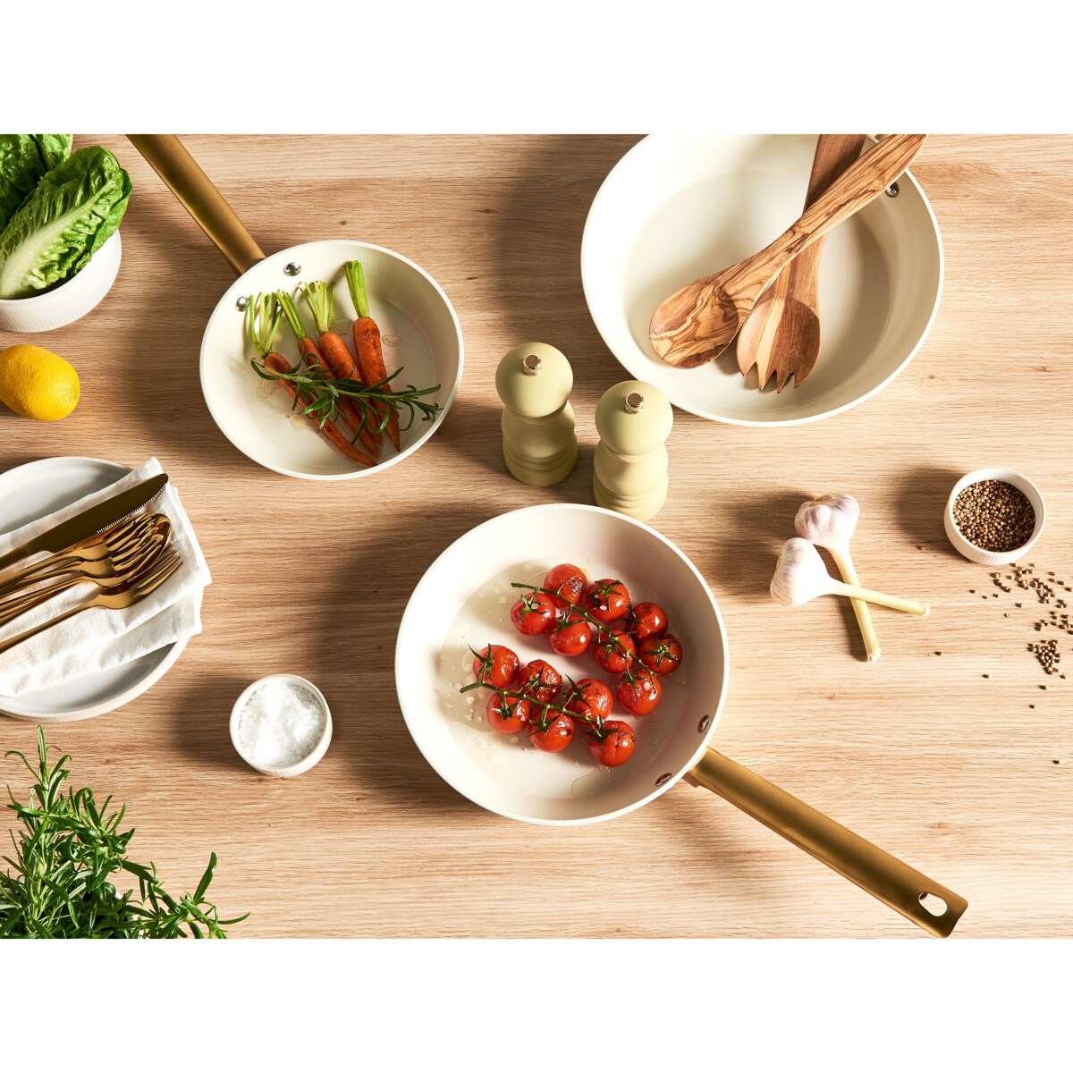 Zestaw 3 patelni ELITE PRO Złamana biel