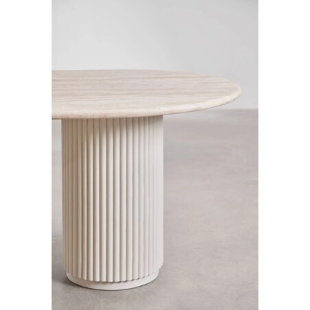 Owalny stół jadalniany 200x100 cm z trawertynu i drewna mango Norma