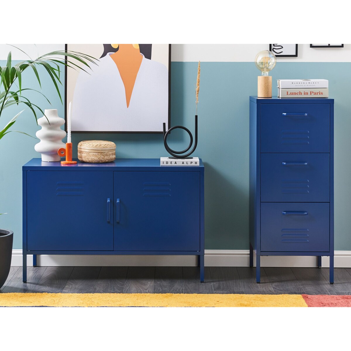 Szafka biurowa metalowa ciemnoniebieska WOSTOK