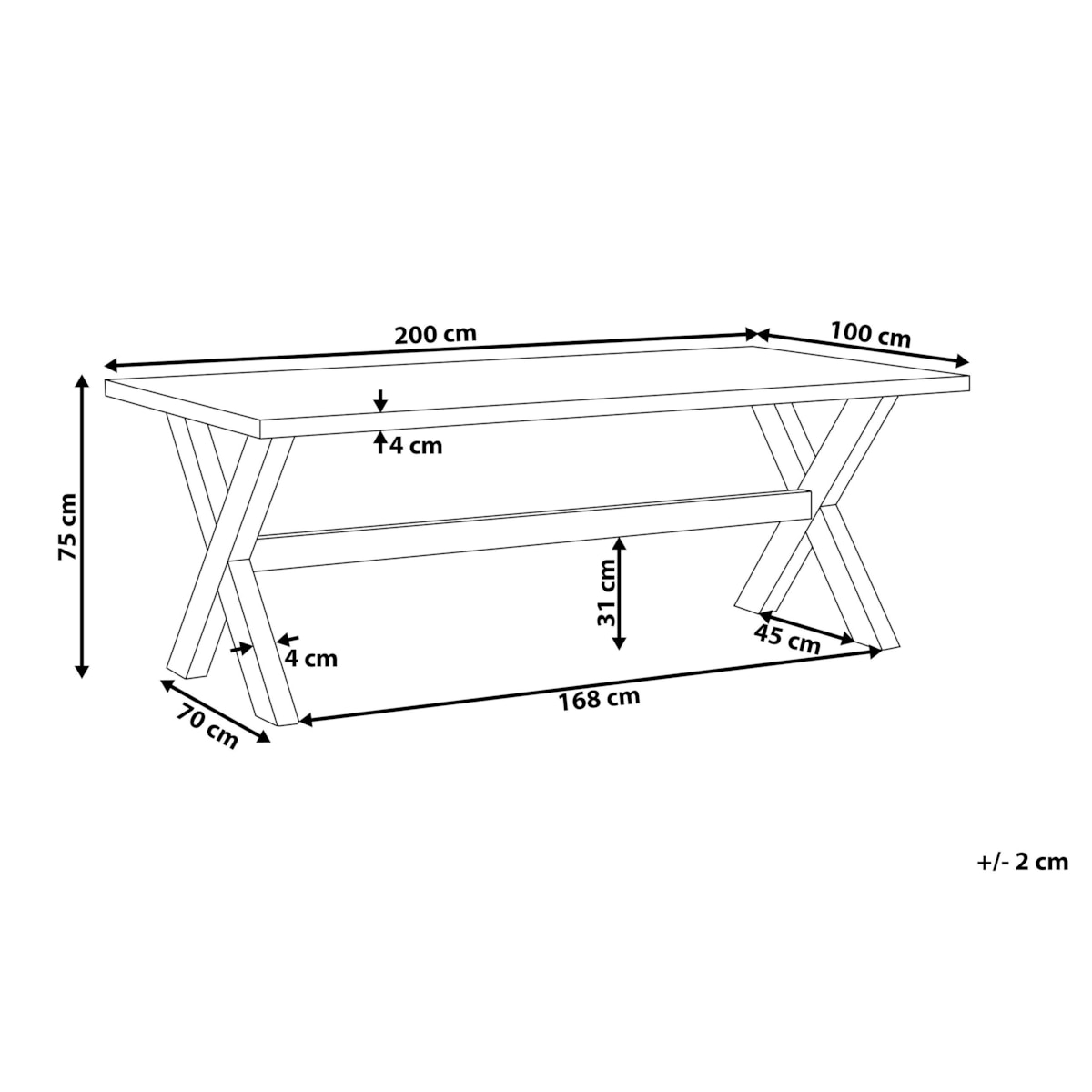 Stół ogrodowy betonowy 200 x 100 cm szary OLBIA