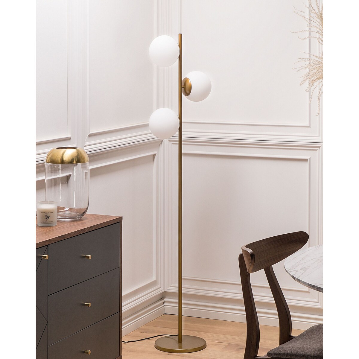 Lampa podłogowa metalowa złota WADI