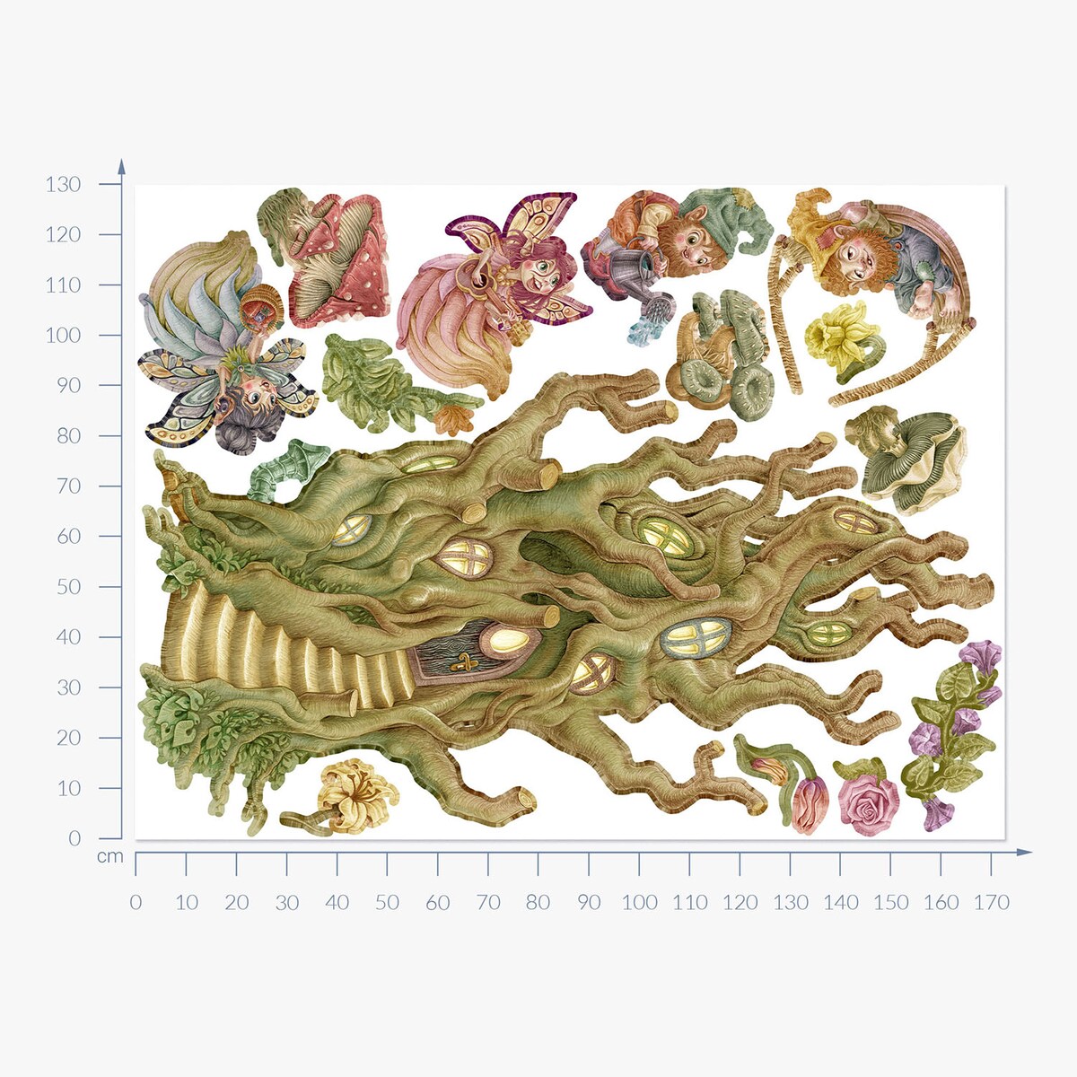 Zestaw naklejek na ścianę, Leśne stworzenia wróżki, 130cm