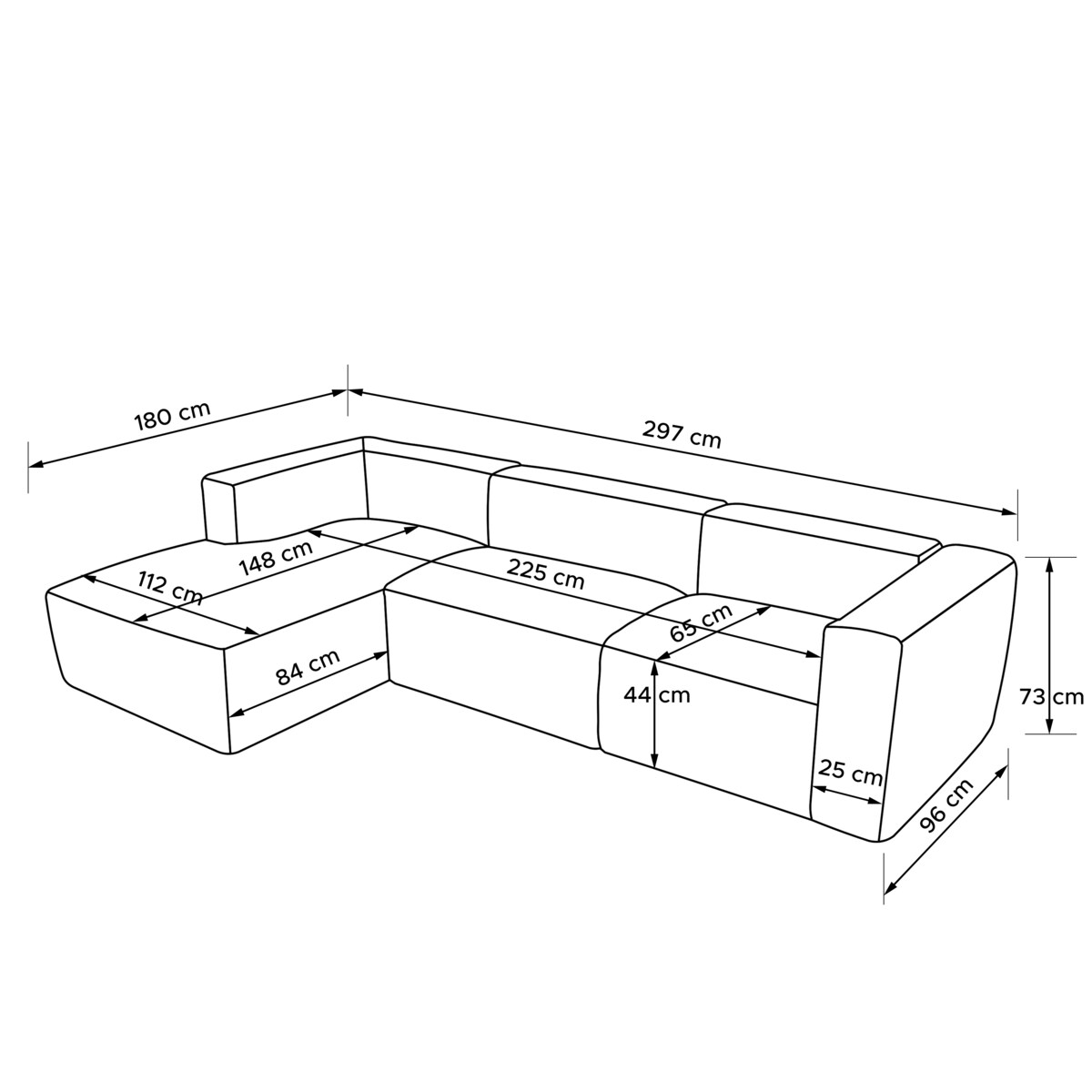 KONSIMO BUFFO Narożnik prawy z niezwykle miękkim i wygodnym siedziskiem, kolor morski