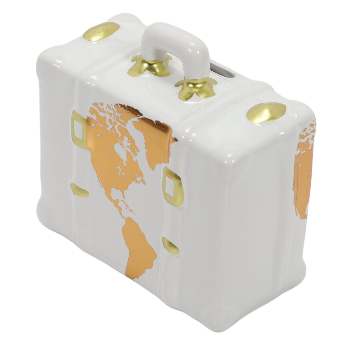 Kolorowa skarbonka ceramiczna z motywem podróży