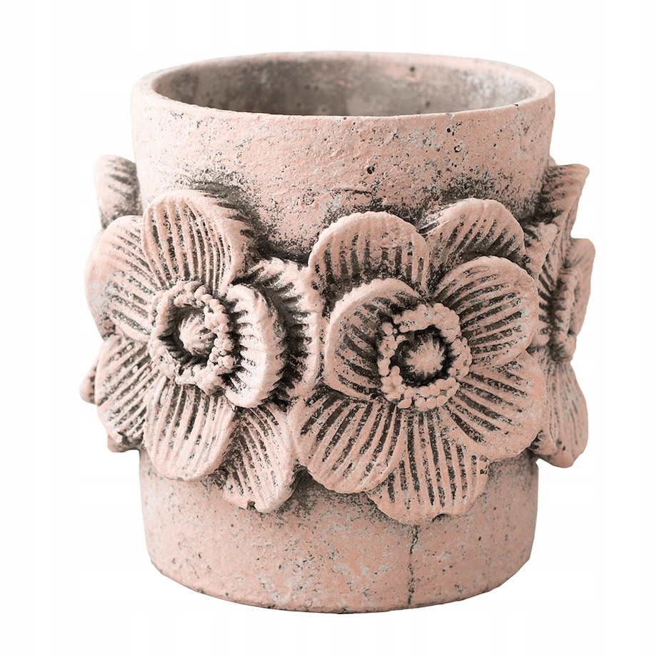 OSŁONKA na doniczkę FLOWER beton różowa śr. 15cm