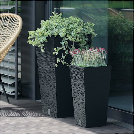 Doniczka Donica Ogrodowa 24/29,5/34,5 Cm Zestaw Na Taras Do Ogrodu Domu Antracytowa
