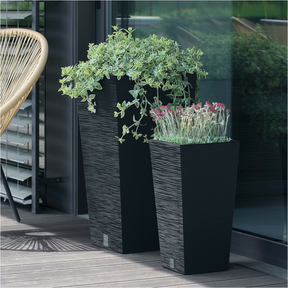 Doniczka Donica Ogrodowa 24/29,5/34,5 Cm Zestaw Na Taras Do Ogrodu Domu Antracytowa