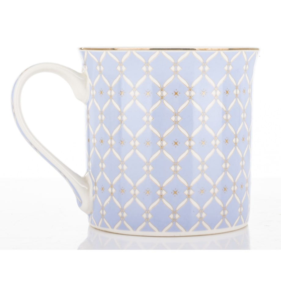 Kubek porcelanowy w pudełku 12,5x9x9 cm MAGLIA 380 ml niebieski z białym wzorem