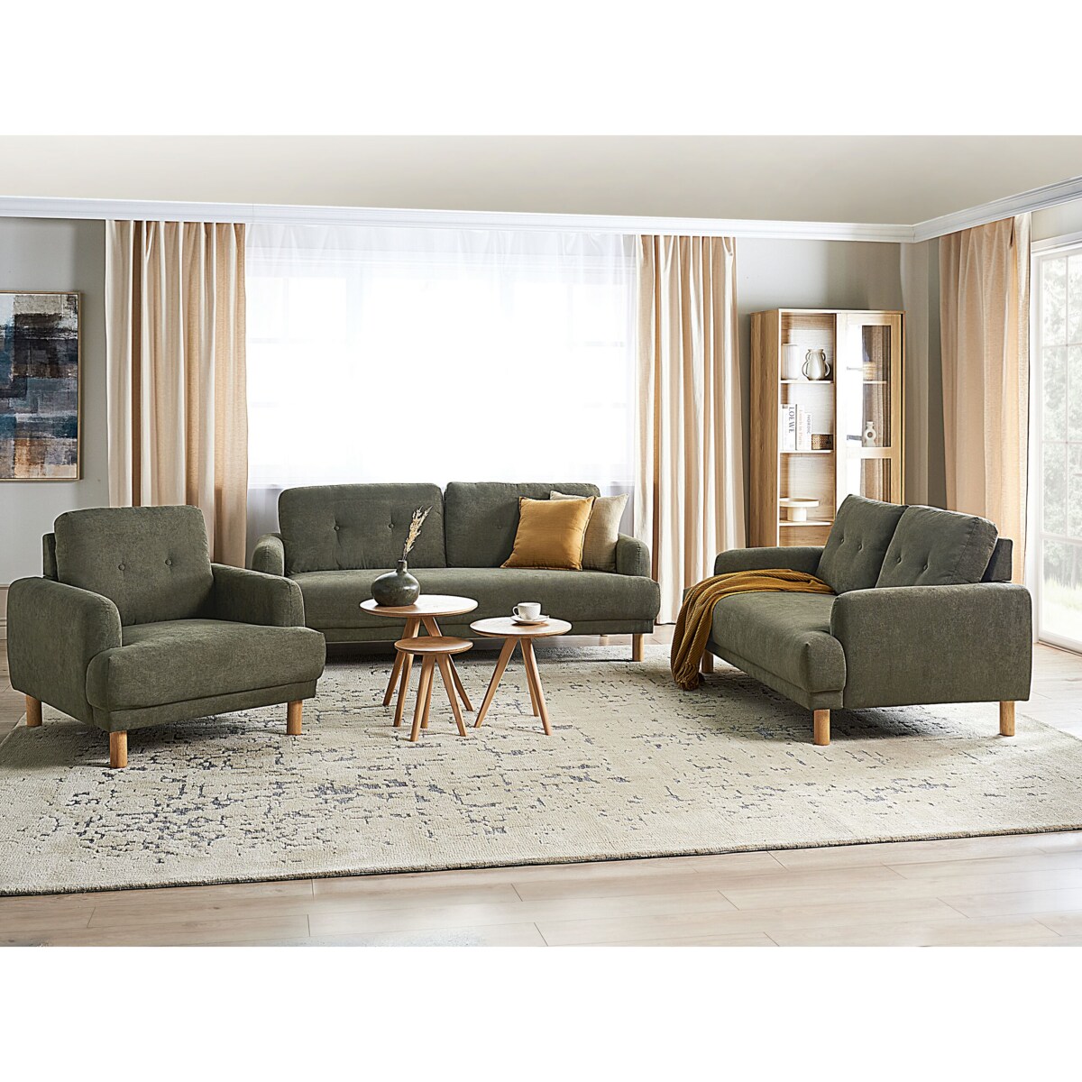 Sofa 3-osobowa sztruksowa ciemnozielona TUVE