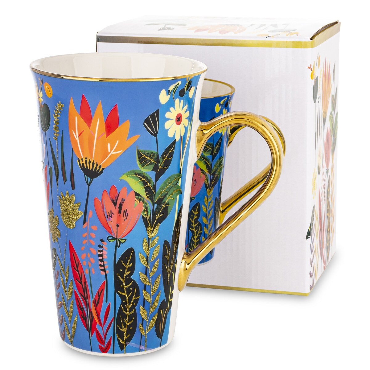 Kubek porcelanowy 700 ml BLUMEN 17x15x10 cm niebieski