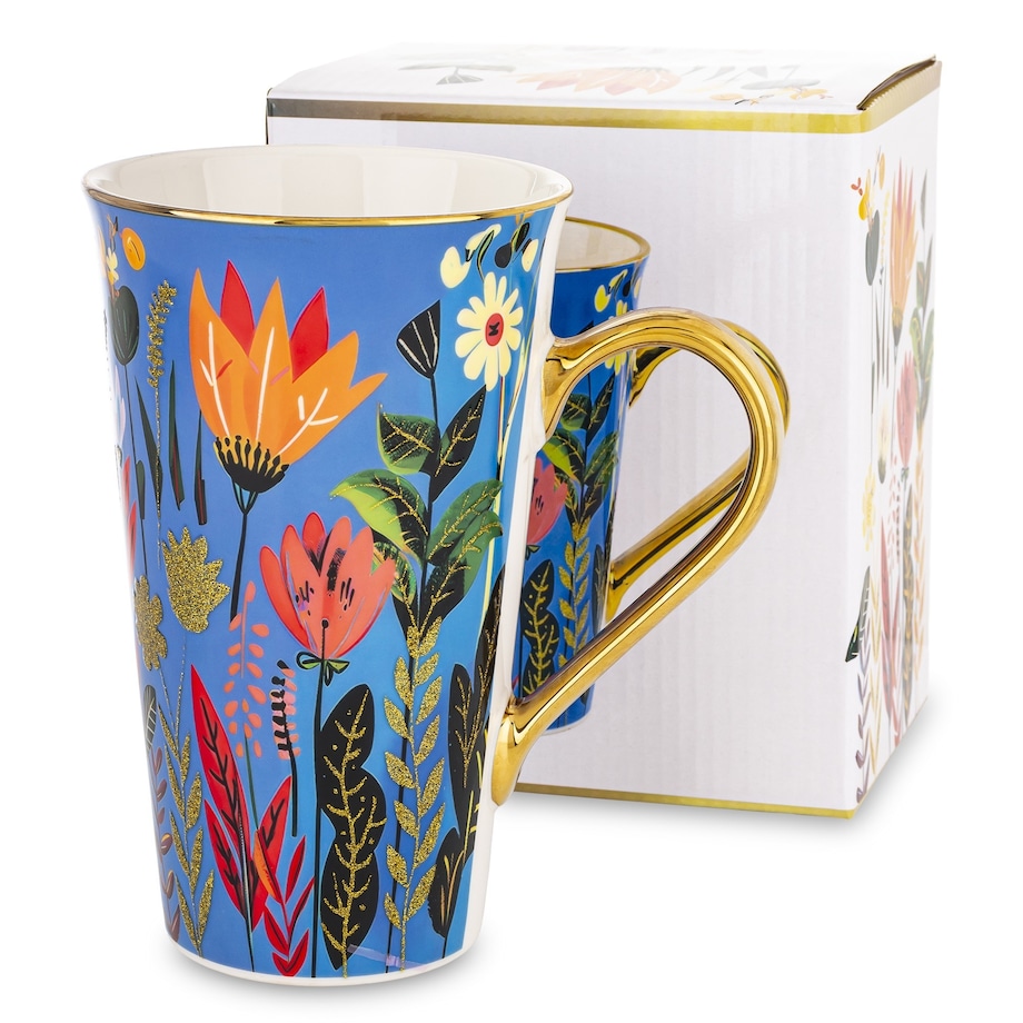 Kubek porcelanowy 700 ml BLUMEN 17x15x10 cm niebieski