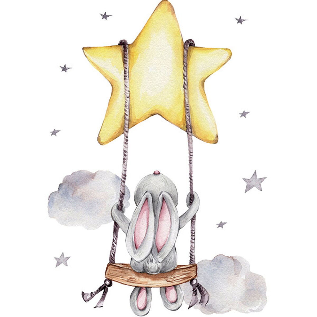 naklejki na ścianę do pokoju dziecka, sipo, zajączek na huśtawce