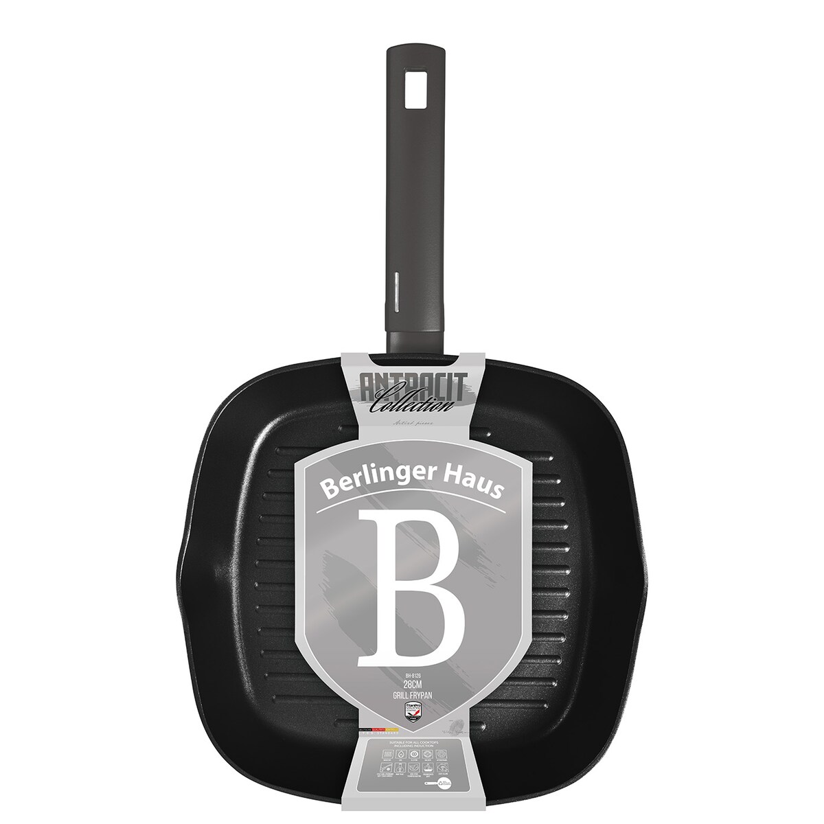 Patelnia grillowa 28cm z powłoką tytanową BerlingerHaus Antracit  BH-8126