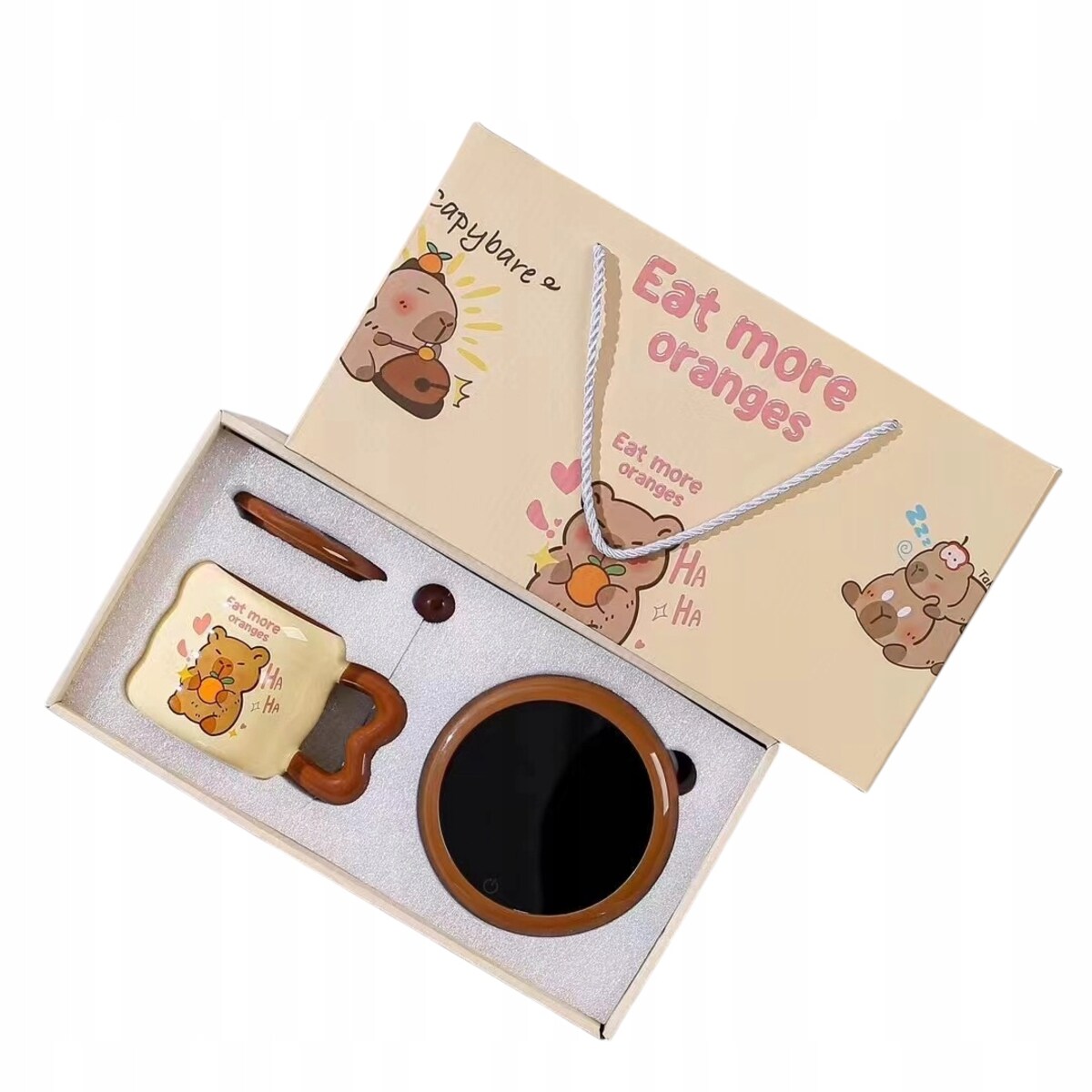 KUBEK DO KAWY HERBATY Podgrzewacz USB Łyżka Kabel Prezent KUBEK ŚWIĄTECZNY