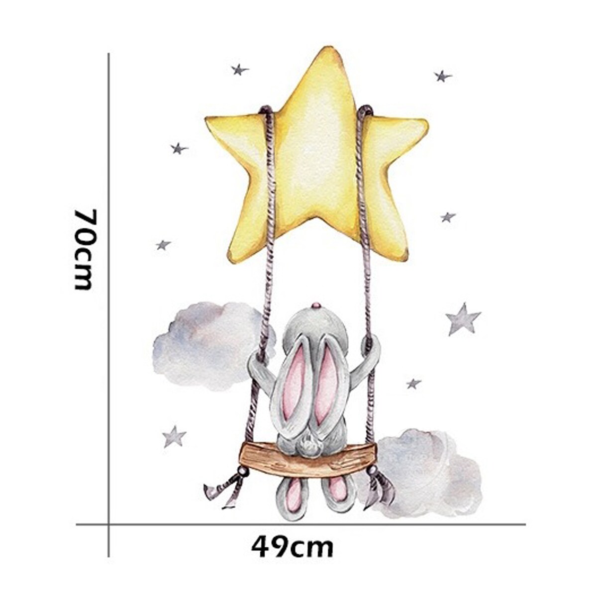 naklejki na ścianę do pokoju dziecka, sipo, zajączek na huśtawce