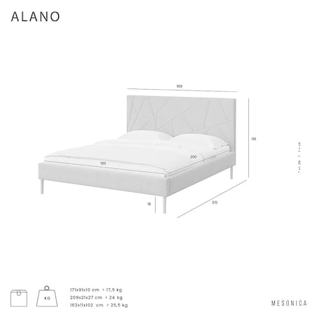 Mesonica Łóżko Alano, geometryczne beżowe, 160x200