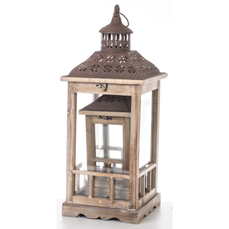 Lampion 2 szt. drewniany 60x23 cm i 40x15 cm TAITTI