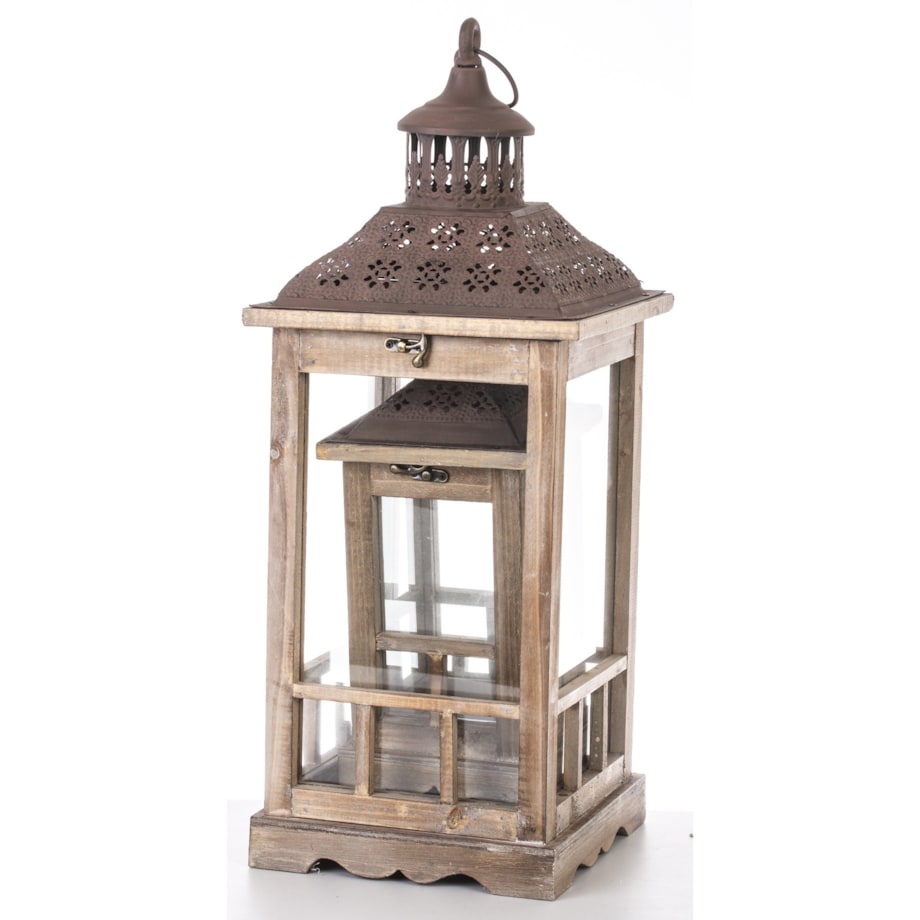 Lampion 2 szt. drewniany 60x23 cm i 40x15 cm TAITTI