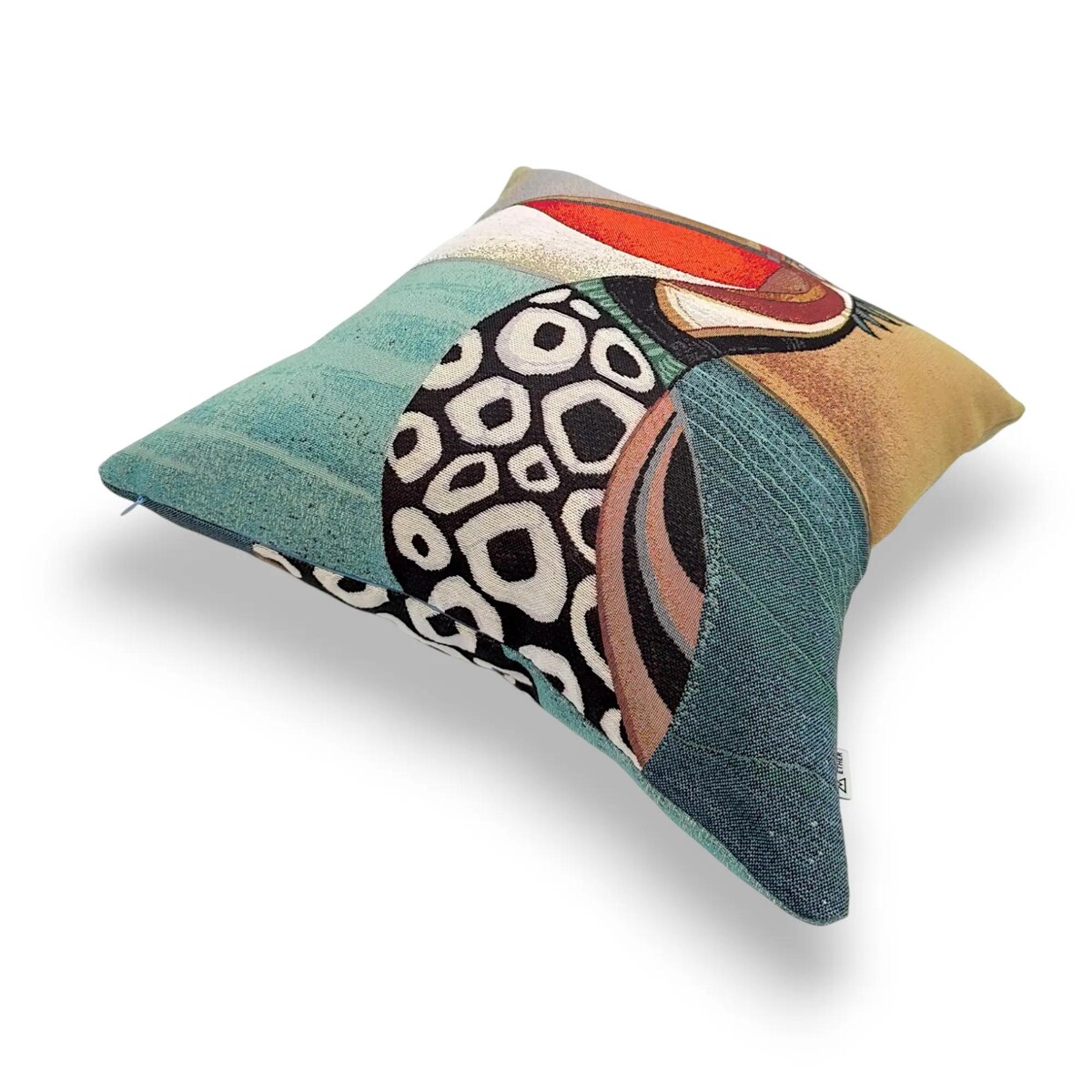 Dwustronna poduszka dekoracyjna z pelikanem 45x45 – hiszpański żakard