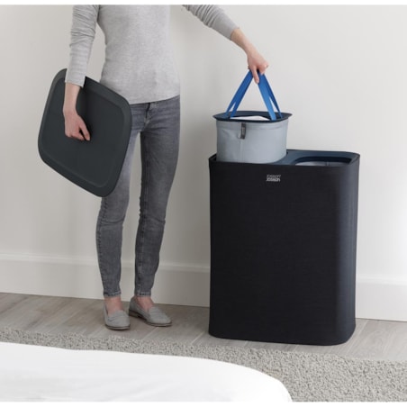Kosz na pranie czarny Tota, 90 l, Joseph Joseph